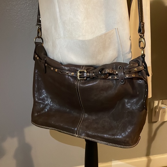 CAVALCANTI ITALY LEATHER BROWN CROSSBODY PURSE. - Picture 5 of 9